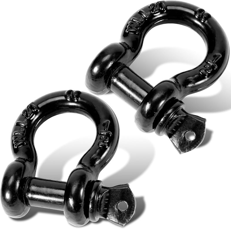 Htata Prep 1/2" D Ring Shackles with 7/8" Screw Pin, 26,400 lbs Break Strength, Heavy Duty Clevis Shackles (Black) for Jeep, Truck, SUV, Trailer, ATV, UTV（2pcs） - Image 1
